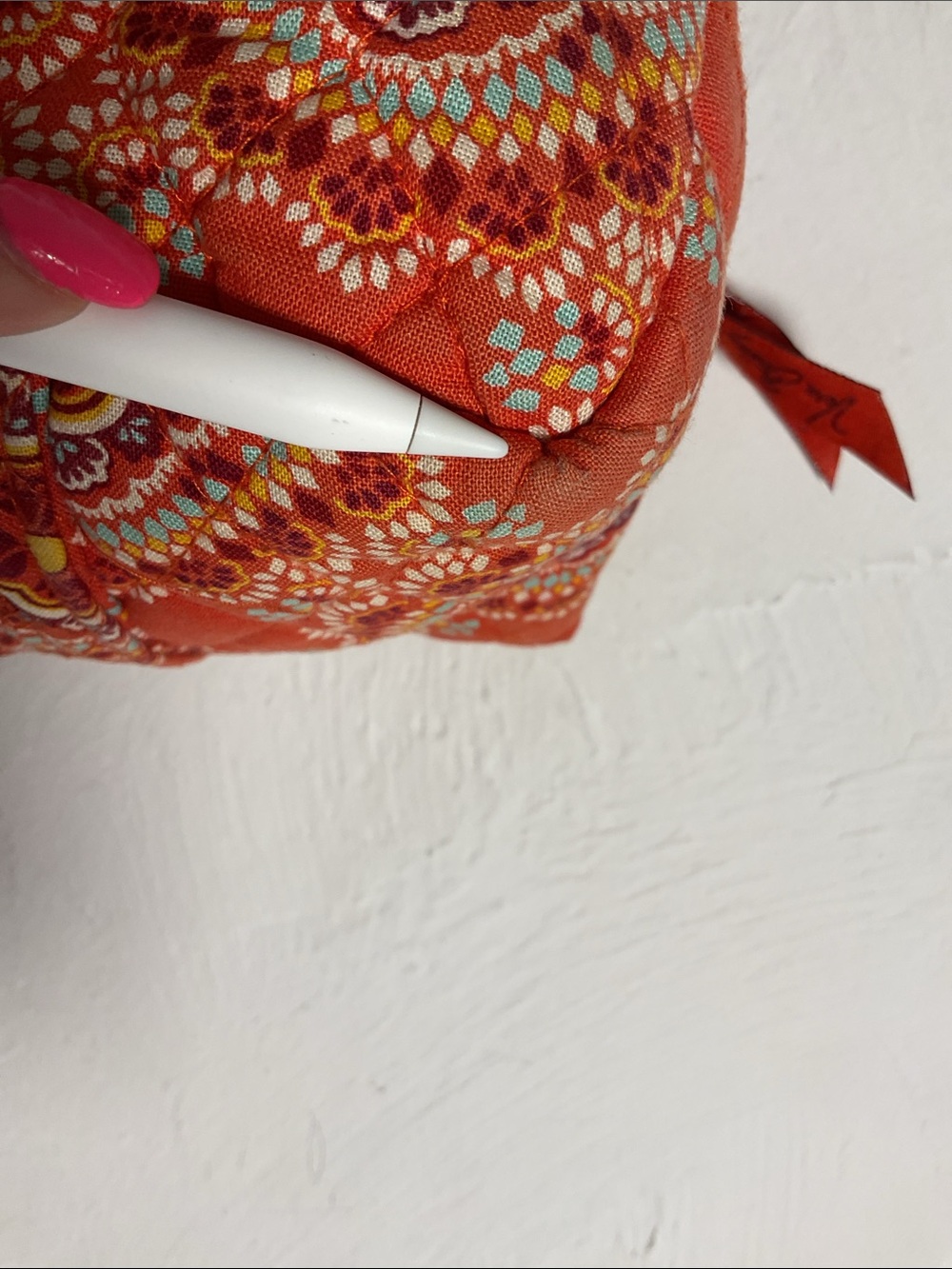Vera Bradley Small Vera Tote Bag Paprika Quilted Medallion Paisley Orange Red - Picture 11 of 12
